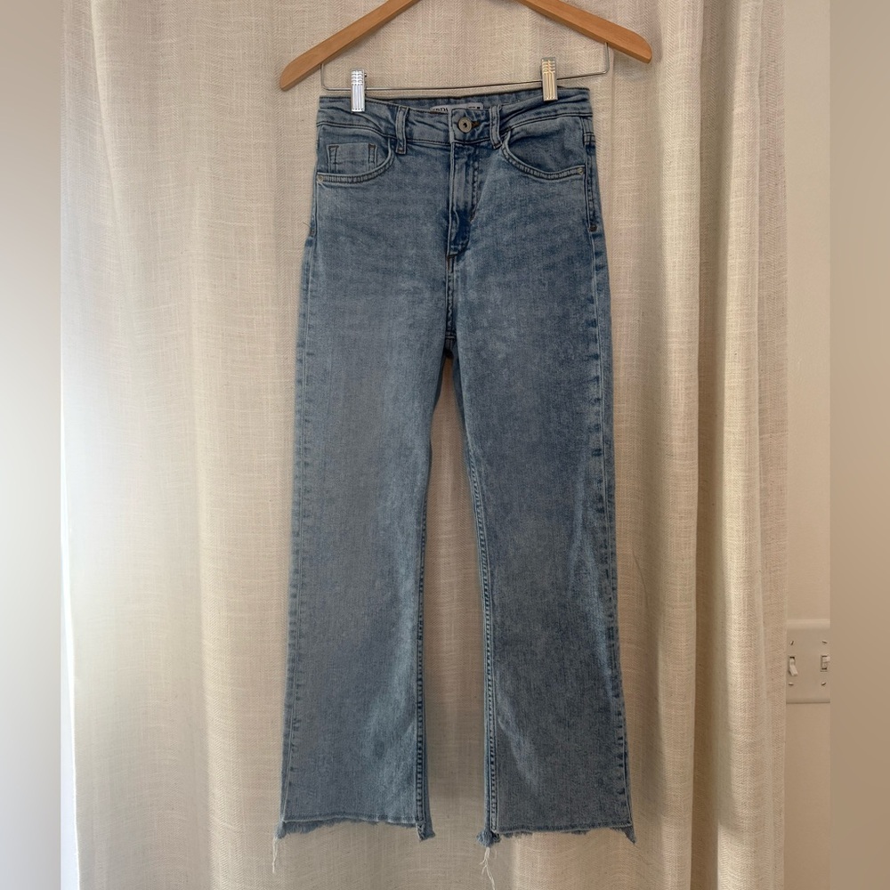 Women’s High-Rise Zara Jeans with slight flare in Faded Blue